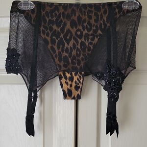 Victoria's Secret Leopard Print Intimates with Black Lace